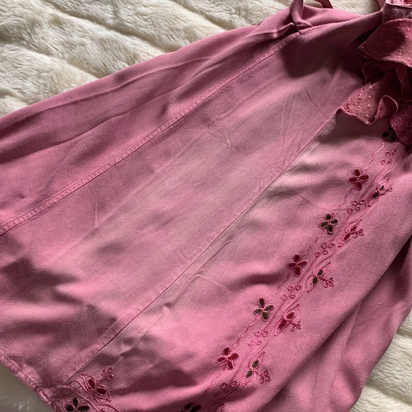 Dusty rose embroidered ruffles boho hippie sundress dress M as is - Picture 14 of 14